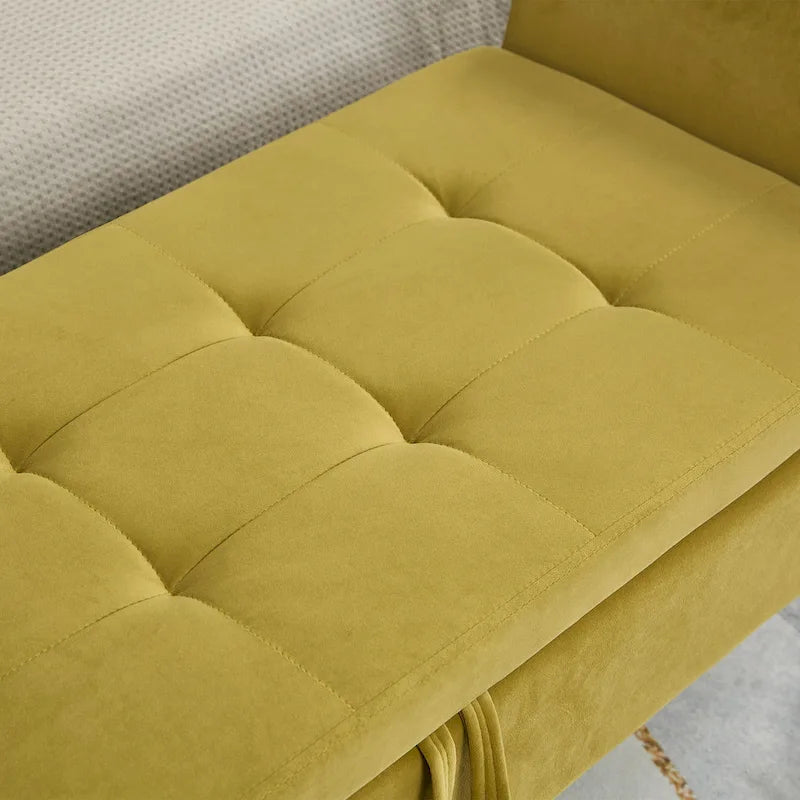 Bed Storage Bench with Curved Arms and Solid Wooden Legs