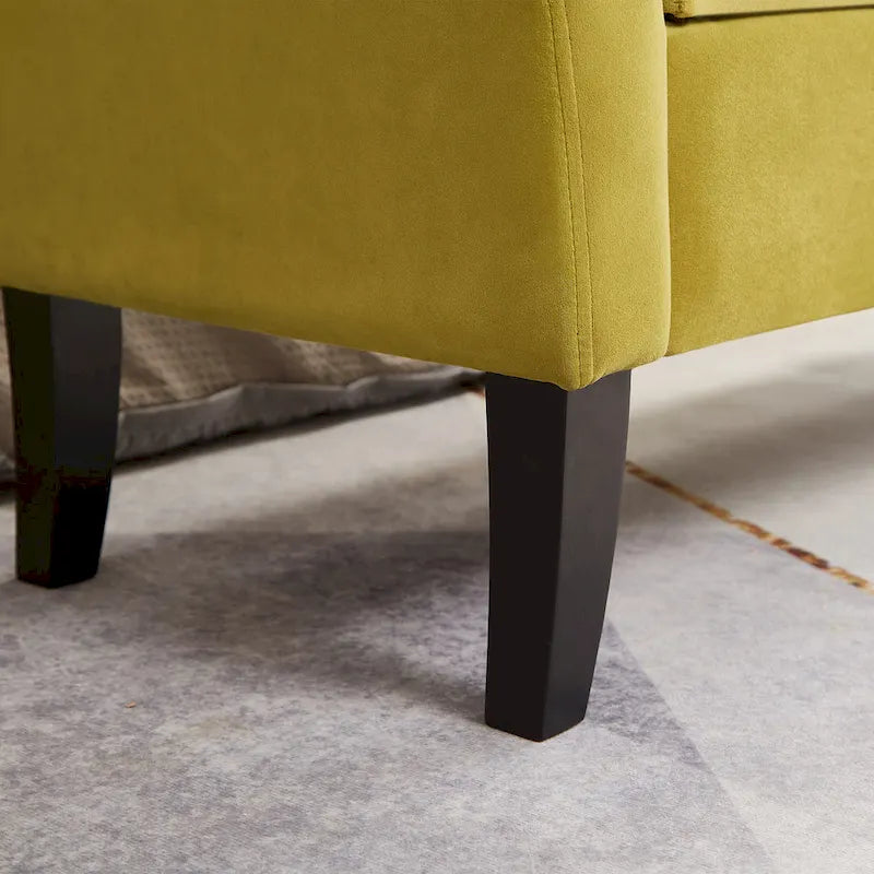 Bed Storage Bench with Curved Arms and Solid Wooden Legs