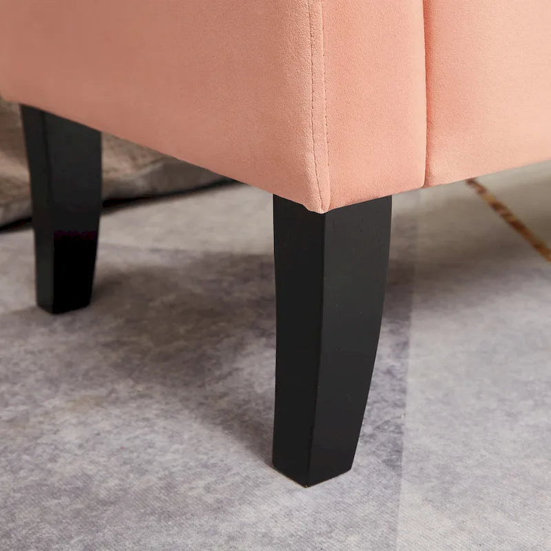 Bed Storage Bench with Curved Arms and Solid Wooden Legs
