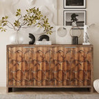 Accent Cabinet Farmhouse Style 4 Door Wooden Cabinet Sideboard Buffet Server Cabinet Storage Cabinet
