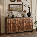 Accent Cabinet Farmhouse Style 4 Door Wooden Cabinet Sideboard Buffet Server Cabinet Storage Cabinet