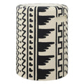 Zakhai 18  MidCentury Modern Geometric Drum Garden Stool, Cream/Black, by JONATHAN Y