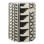 Zakhai 18  MidCentury Modern Geometric Drum Garden Stool, Cream/Black, by JONATHAN Y