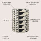 Zakhai 18  MidCentury Modern Geometric Drum Garden Stool, Cream/Black, by JONATHAN Y