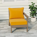 Polytrends Birchwood All Weather HDPE Outdoor Patio Deep Seating Weathered Wood Right Arm Facing Chair With Cushions (1-Piece)
