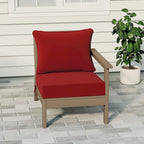 Polytrends Birchwood All Weather HDPE Outdoor Patio Deep Seating Weathered Wood Right Arm Facing Chair With Cushions (1-Piece)