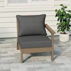 Polytrends Birchwood All Weather HDPE Outdoor Patio Deep Seating Weathered Wood Right Arm Facing Chair With Cushions (1-Piece)