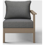 Polytrends Birchwood All Weather HDPE Outdoor Patio Deep Seating Weathered Wood Right Arm Facing Chair With Cushions (1-Piece)