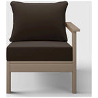 Polytrends Birchwood All Weather HDPE Outdoor Patio Deep Seating Weathered Wood Right Arm Facing Chair With Cushions (1-Piece)