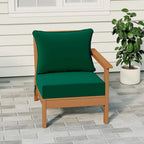 Polytrends Birchwood All Weather HDPE Outdoor Patio Deep Seating Teak Right Arm Facing Chair With Cushions (1-Piece)