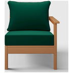 Polytrends Birchwood All Weather HDPE Outdoor Patio Deep Seating Teak Right Arm Facing Chair With Cushions (1-Piece)