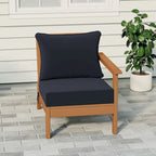 Polytrends Birchwood All Weather HDPE Outdoor Patio Deep Seating Teak Right Arm Facing Chair With Cushions (1-Piece)