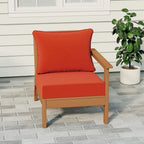 Polytrends Birchwood All Weather HDPE Outdoor Patio Deep Seating Teak Right Arm Facing Chair With Cushions (1-Piece)