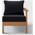 Polytrends Birchwood All Weather HDPE Outdoor Patio Deep Seating Teak Right Arm Facing Chair With Cushions (1-Piece)