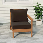 Polytrends Birchwood All Weather HDPE Outdoor Patio Deep Seating Teak Right Arm Facing Chair With Cushions (1-Piece)