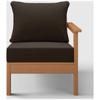 Polytrends Birchwood All Weather HDPE Outdoor Patio Deep Seating Teak Right Arm Facing Chair With Cushions (1-Piece)