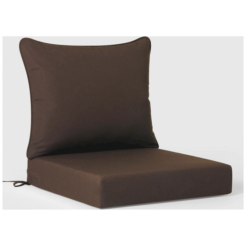 Polytrends Birchwood All Weather HDPE Outdoor Patio Deep Seating Teak Right Arm Facing Chair With Cushions (1-Piece)
