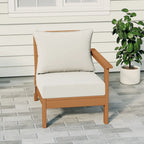 Polytrends Birchwood All Weather HDPE Outdoor Patio Deep Seating Teak Right Arm Facing Chair With Cushions (1-Piece)