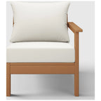 Polytrends Birchwood All Weather HDPE Outdoor Patio Deep Seating Teak Right Arm Facing Chair With Cushions (1-Piece)