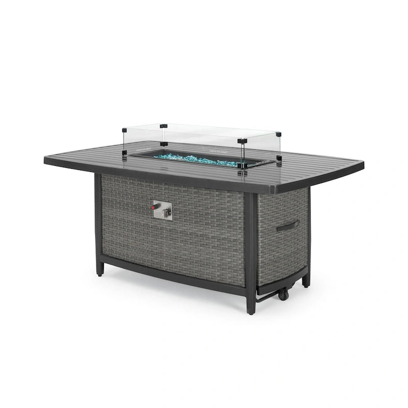 Vistano 4 Piece Sunbrella Outdoor Patio Fire Seating Set - Gray