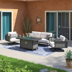 Vistano 4 Piece Sunbrella Outdoor Patio Fire Seating Set - Gray