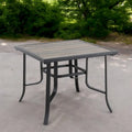 HomeRoots 35  Brown and Black Square Metal Outdoor Dining Table