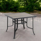 HomeRoots 35  Brown and Black Square Metal Outdoor Dining Table