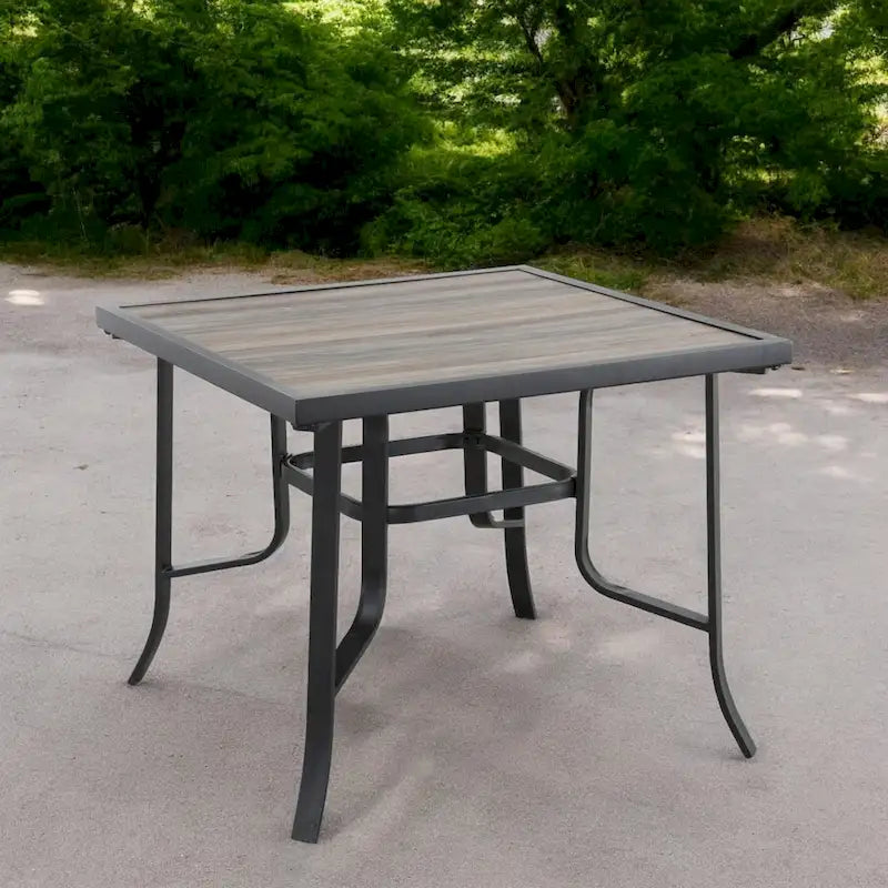 HomeRoots 35  Brown and Black Square Metal Outdoor Dining Table