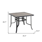 HomeRoots 35  Brown and Black Square Metal Outdoor Dining Table