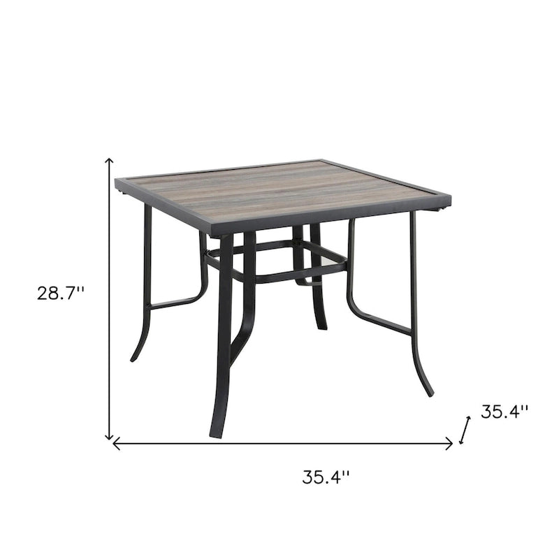 HomeRoots 35  Brown and Black Square Metal Outdoor Dining Table