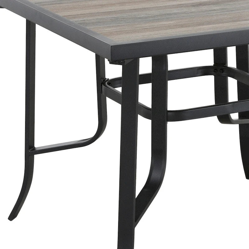 HomeRoots 35  Brown and Black Square Metal Outdoor Dining Table