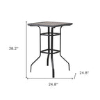 HomeRoots 25  Brown and Black Square Metal Outdoor Bistro Table
