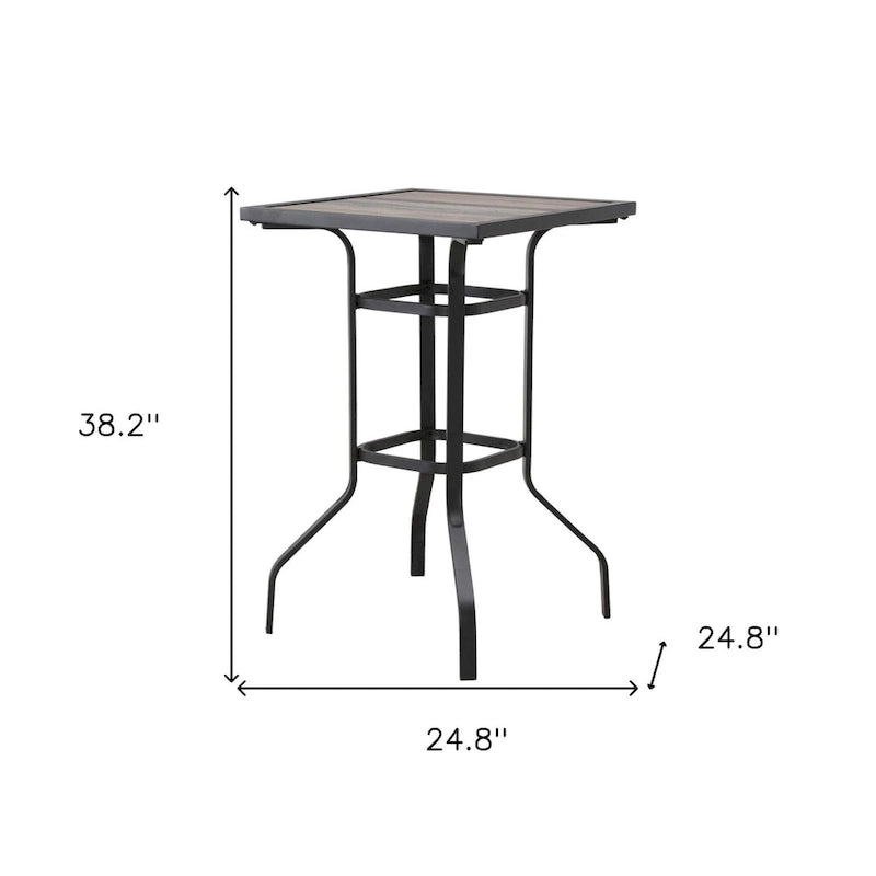 HomeRoots 25  Brown and Black Square Metal Outdoor Bistro Table