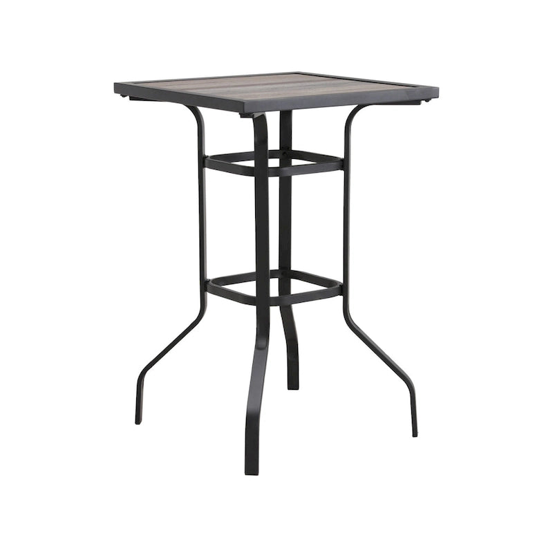 HomeRoots 25  Brown and Black Square Metal Outdoor Bistro Table