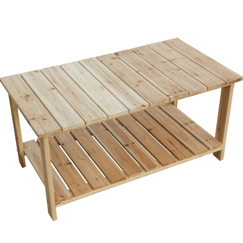 HomeRoots 37  Natural Solid Wood Outdoor Coffee Table