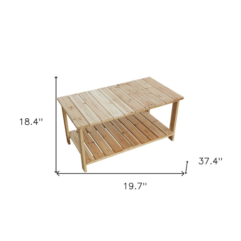 HomeRoots 37  Natural Solid Wood Outdoor Coffee Table