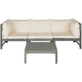 SAFAVIEH Outdoor Living Lynwood Modular Ash Grey Acacia Wood 4-piece Beige Cushion Sectional Set - 27 W x 27 D x 27 H