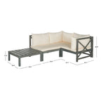 SAFAVIEH Outdoor Living Lynwood Modular Ash Grey Acacia Wood 4-piece Beige Cushion Sectional Set - 27 W x 27 D x 27 H