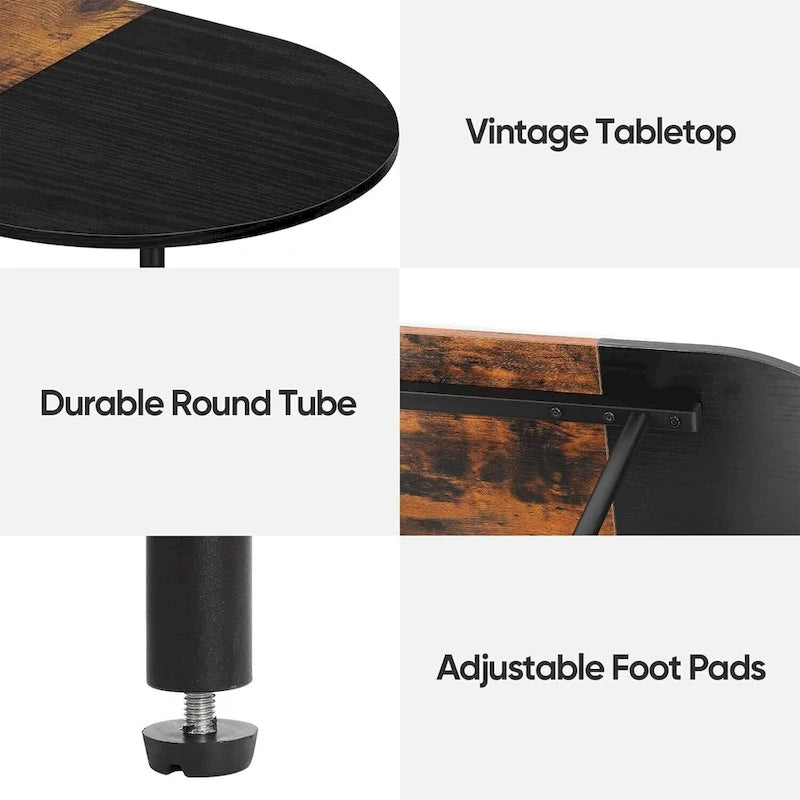 Mid-Century Oval Coffee Table w/2-Tier Storage for Small Spaces