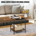 Mid-Century Oval Coffee Table w/2-Tier Storage for Small Spaces