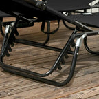 Outsunny Folding Chaise Lounge Pool Chairs, Outdoor Sun Tanning Chairs With Canopy Shade, Reclining Back