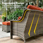 XIZZI 6-piece Patio Wicker Furniture Set with Fire Pit Table