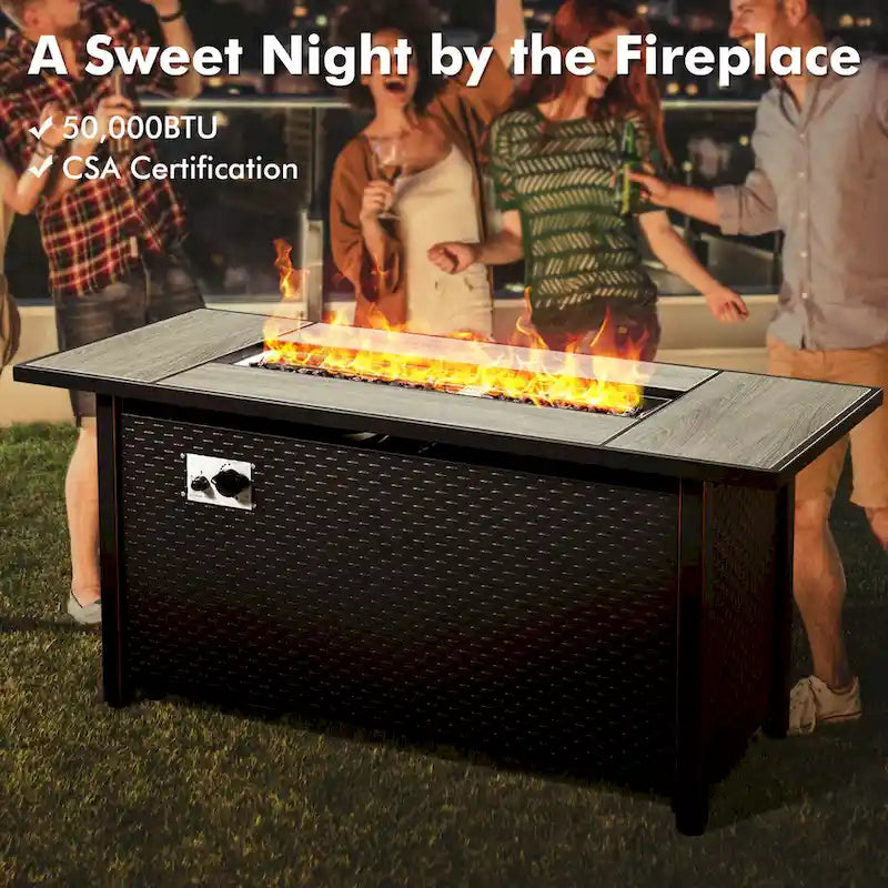 XIZZI 6-piece Patio Wicker Furniture Set with Fire Pit Table