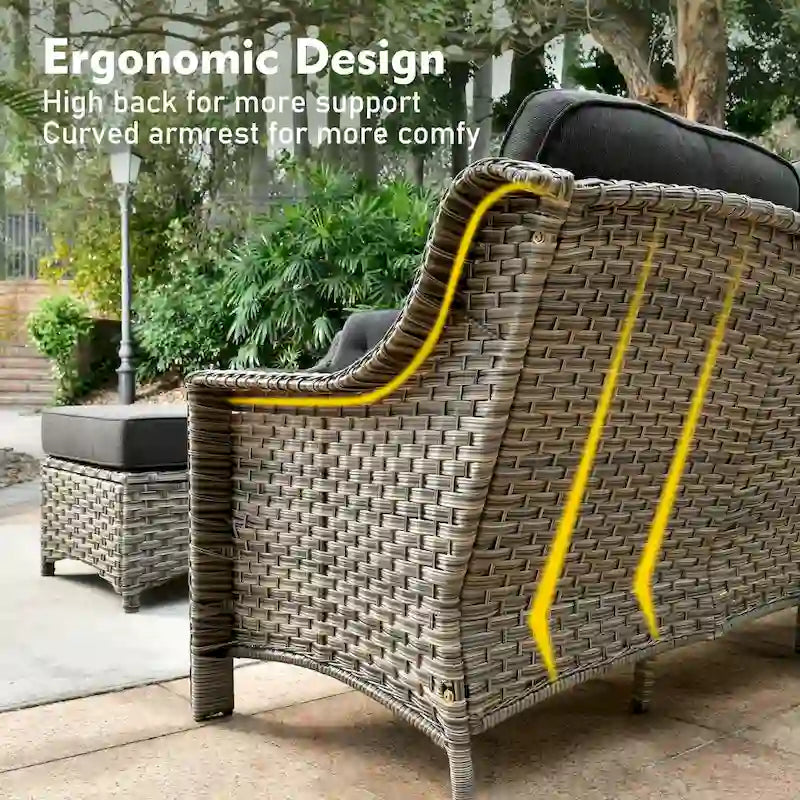 XIZZI 6-piece Patio Wicker Furniture Set with Fire Pit Table