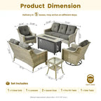 XIZZI 6-piece Patio Wicker Furniture Set with Fire Pit Table