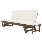 Outdoor Adjustable Patio Wooden Daybed Sofa Chaise Lounge with Cushions