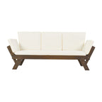 Outdoor Adjustable Patio Wooden Daybed Sofa Chaise Lounge with Cushions