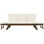 Outdoor Adjustable Patio Wooden Daybed Sofa Chaise Lounge with Cushions