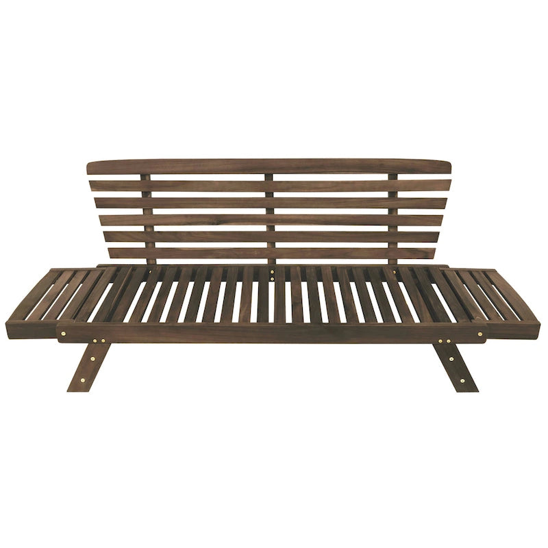 Outdoor Adjustable Patio Wooden Daybed Sofa Chaise Lounge with Cushions