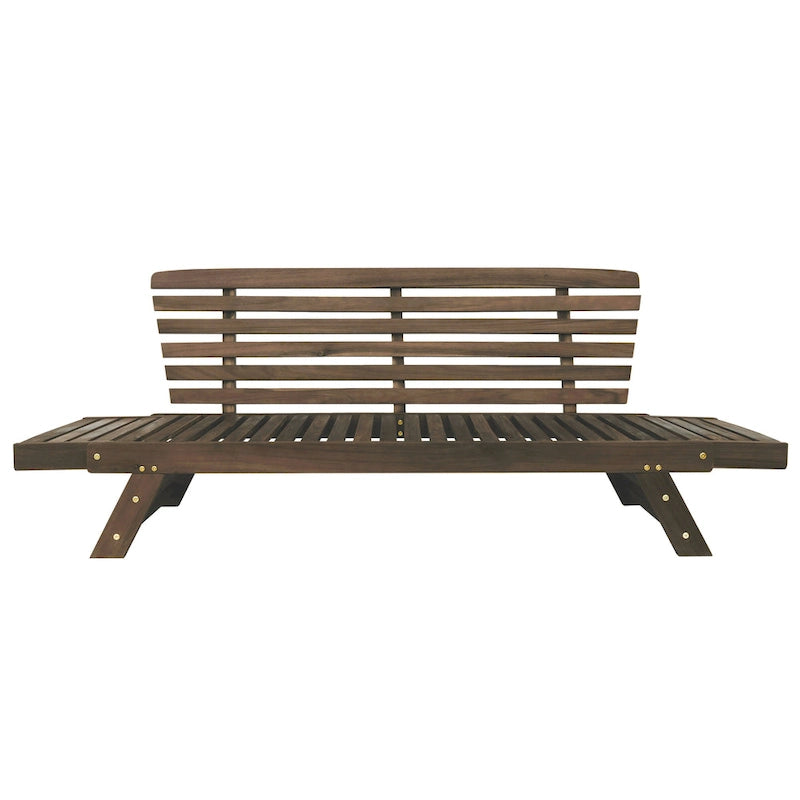 Outdoor Adjustable Patio Wooden Daybed Sofa Chaise Lounge with Cushions